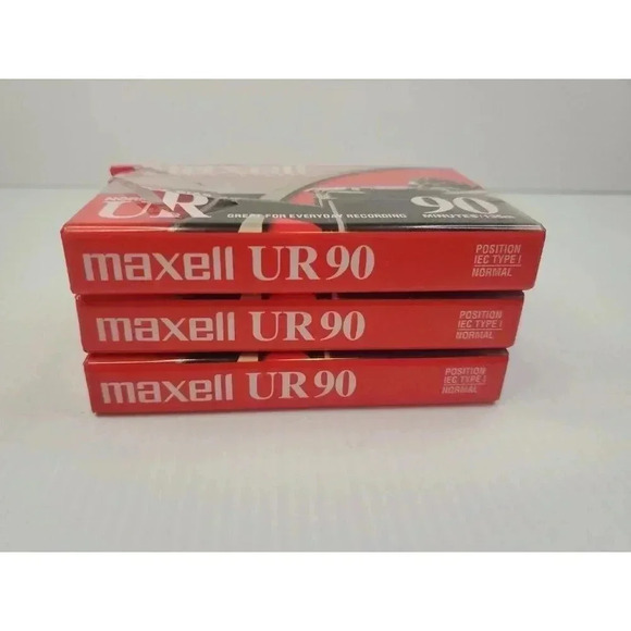 3 Maxell UR 90 Minute Normal Bias Blank Audio Cassette Tapes NEW SEALED - Picture 1 of 13